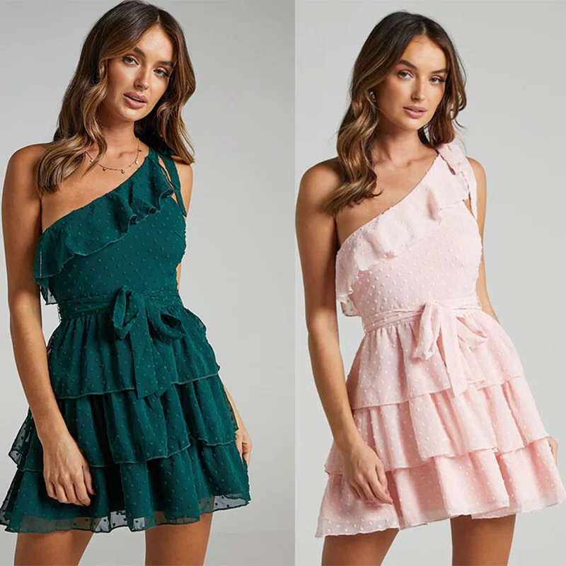 Spring And Summer New Tongle Solid Color Diagonal Shoulder Lotus Leaf Lace Up Medium Wool Fan Dress Women's 2022 S1606
Spring And Summer New Tongle Solid Color Diagonal Shoulder Lotus Leaf Lace Up Medium Wool Fan Dress Women's 2022 S1606