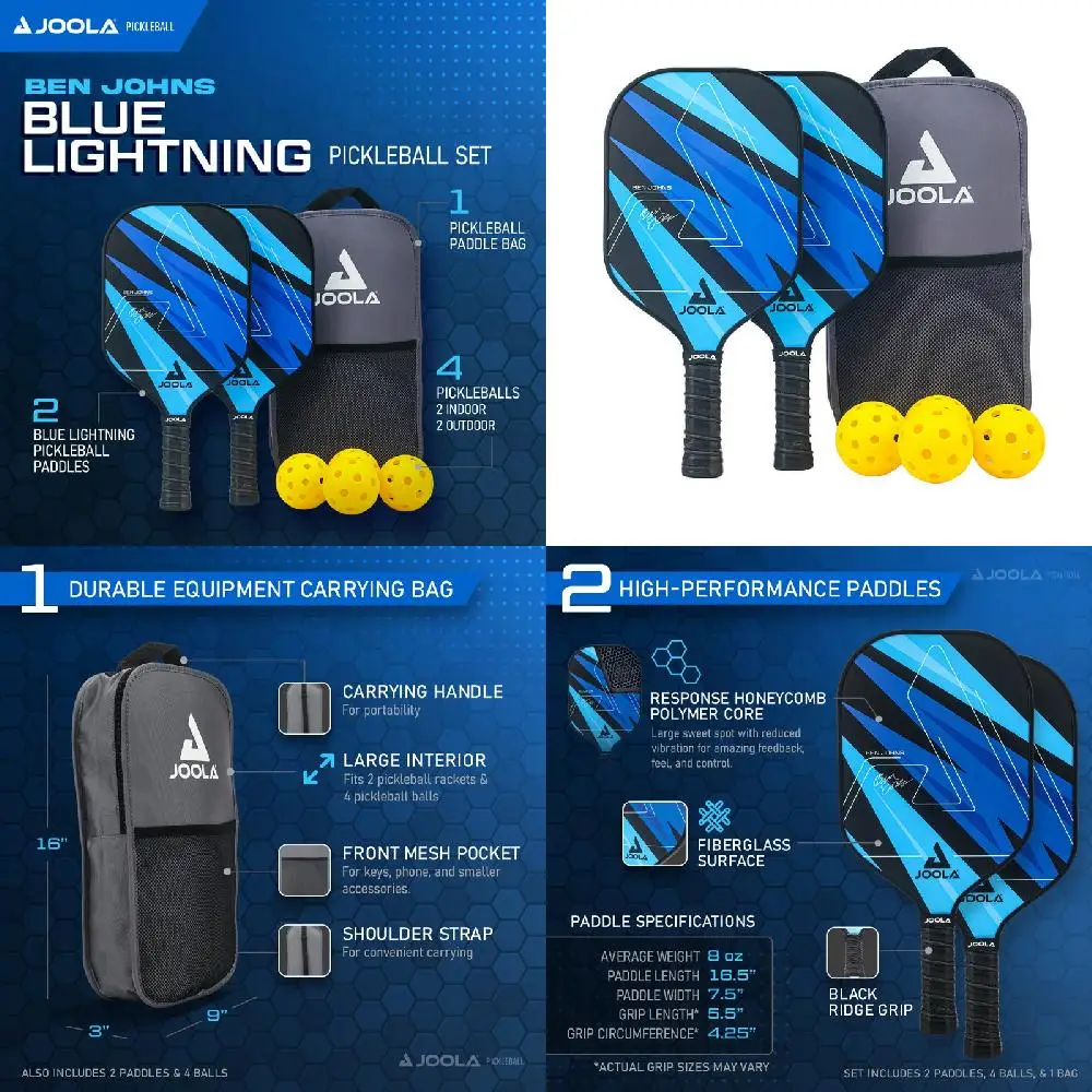 Luxurious, Blue Embellished Johns Lightning Pickleball Set - 4 High-Quality Balls, 2 Stylish Paddles, Secure Bag & Bonus Pickleb
Luxurious, Blue Embellished Johns Lightning Pickleball Set - 4 High-Quality Balls, 2 Stylish Paddles, Secure Bag & Bonus Pickleb