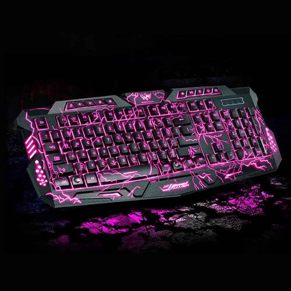 

NEW Ergonômico Jogos Gamer Grande Competição Luz de Fundo Tricolor Retroiluminado USB Computador teclado mecânico gamer