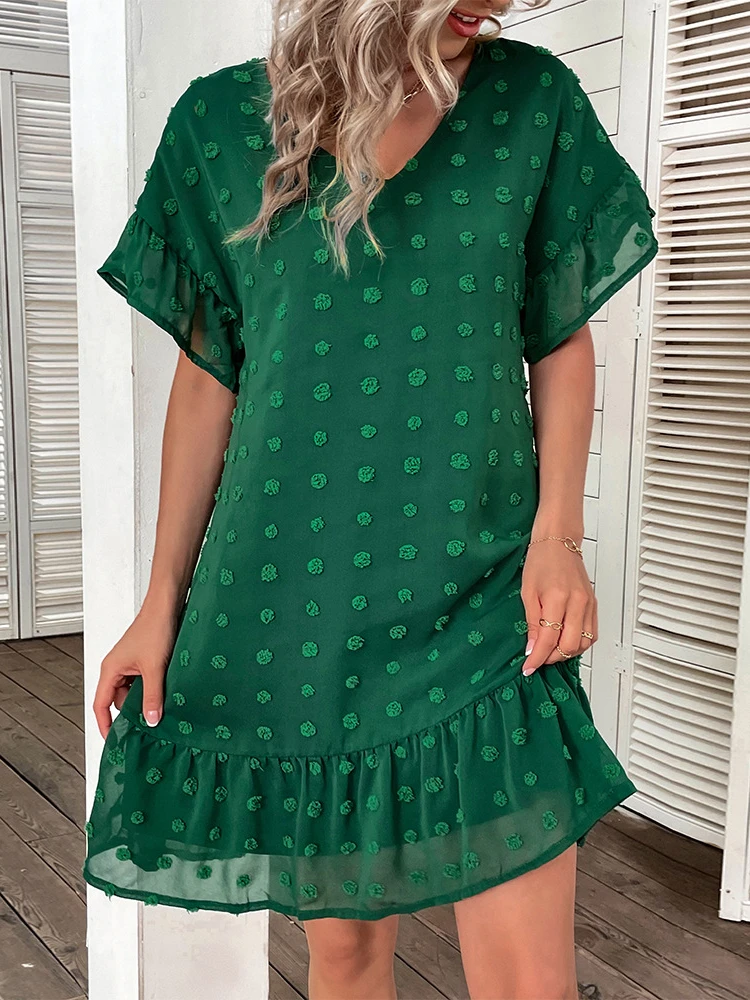 2022 Bohemian Appliques Women Midi Dress 2022 Short Sleeve Summer Beach Dress Ladies Elegant V Neck Green Sundress Bohe Robe
2022 Bohemian Appliques Women Midi Dress 2022 Short Sleeve Summer Beach Dress Ladies Elegant V Neck Green Sundress Bohe Robe
