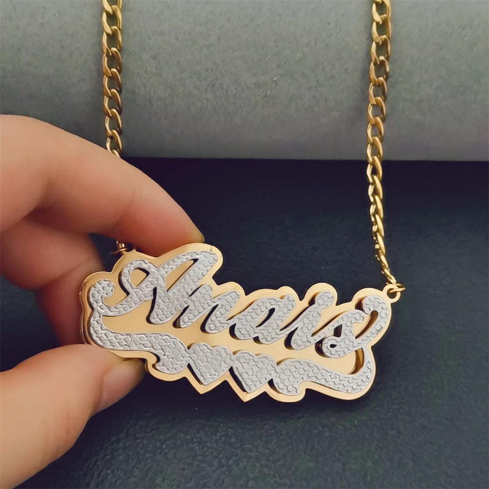 Personalized Name Necklace Custom 3D Double Nameplate Two-Color Carved Chain Heart Pendant for Women Couple Best Gift
Personalized Name Necklace Custom 3D Double Nameplate Two-Color Carved Chain Heart Pendant for Women Couple Best Gift
