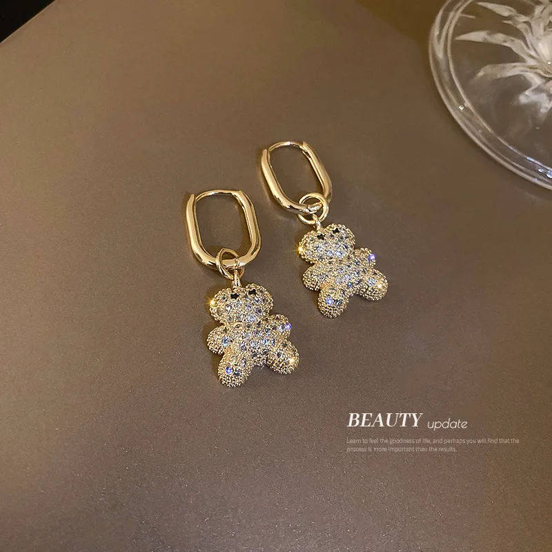 Minar Cute Lovely Full Rhinestone Bear Pendant Earring for Women Gold Color Metallic Cartoon Animal Hanging Dangle Earrings Gift
Minar Cute Lovely Full Rhinestone Bear Pendant Earring for Women Gold Color Metallic Cartoon Animal Hanging Dangle Earrings Gift