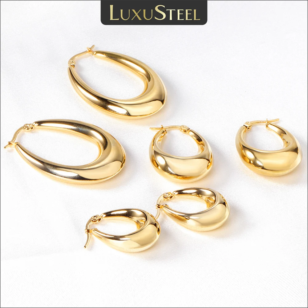 LUXUSTEEL Gothic Gold Color Oval Hoop Earrings For Women Stainless Steel Ear Jewelry Accessories Brinco Party Gift 10mm 13mm 20m
LUXUSTEEL Gothic Gold Color Oval Hoop Earrings For Women Stainless Steel Ear Jewelry Accessories Brinco Party Gift 10mm 13mm 20m