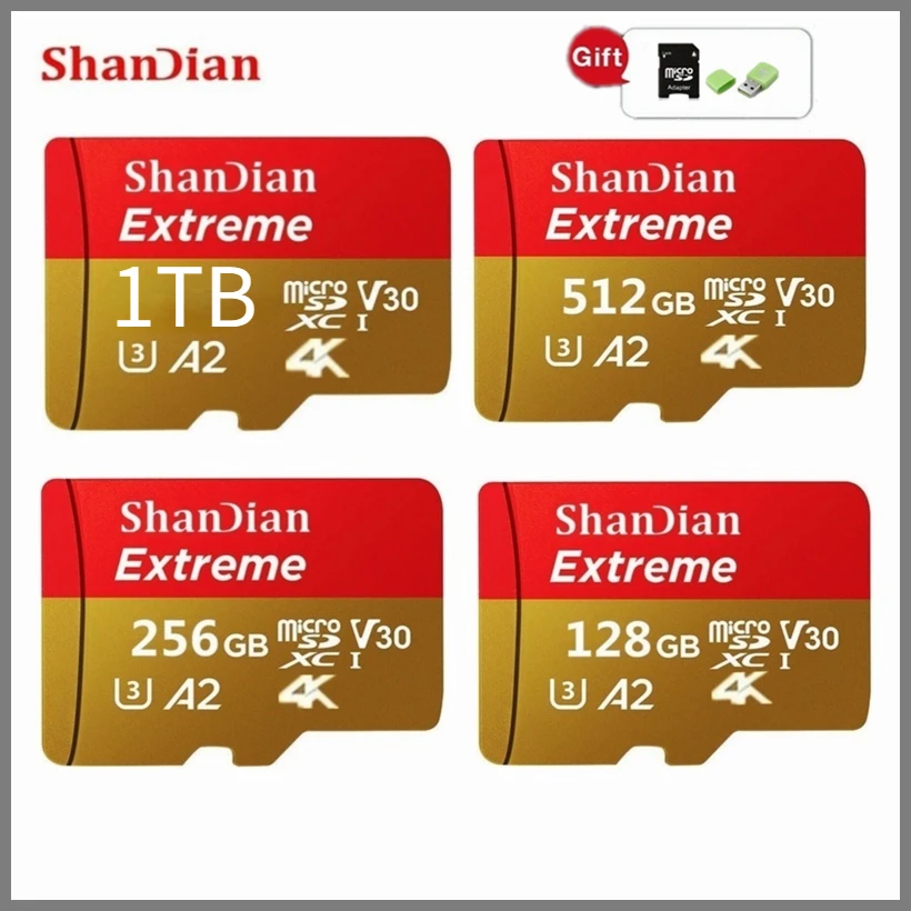 Micro SD Large Capacity 1TB 512GB 256GB USB Drive Micro SDHC Micro SD SDHC Card C10 U3 A2 V30 4K TF Memory Card + Card Reader
Micro SD Large Capacity 1TB 512GB 256GB USB Drive Micro SDHC Micro SD SDHC Card C10 U3 A2 V30 4K TF Memory Card + Card Reader