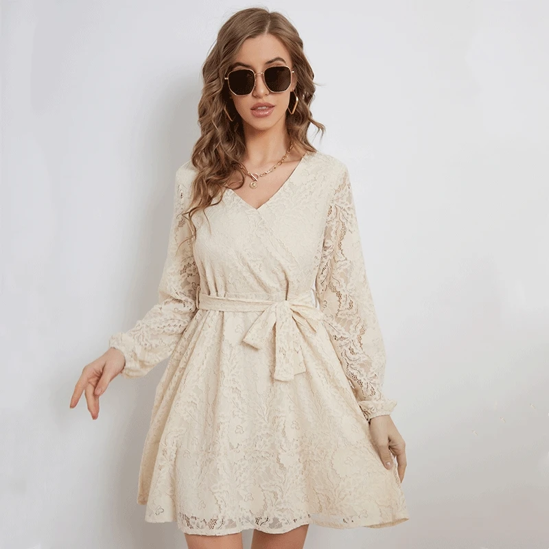 2022Spring AliExpress European and American Self-Tie Lace Temperament Long Sleeve Dress
2022Spring AliExpress European and American Self-Tie Lace Temperament Long Sleeve Dress