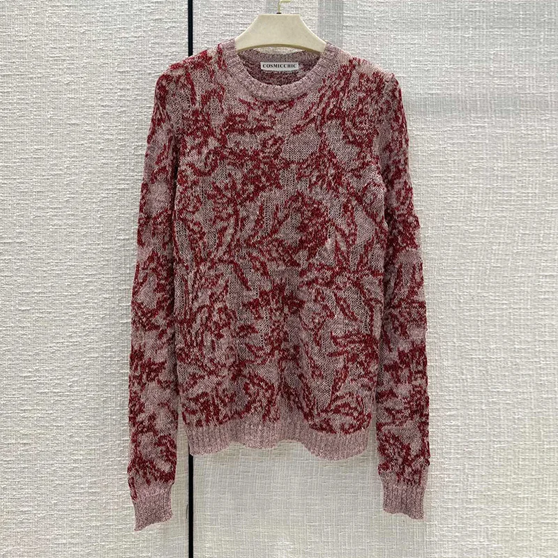 22 Autumn Runway Cashmere Silk Knitting Pullover Women Fashion O-neck Long Sleeve Flower Jacquard Sweater Female Soft Jumper 
22 Autumn Runway Cashmere Silk Knitting Pullover Women Fashion O-neck Long Sleeve Flower Jacquard Sweater Female Soft Jumper