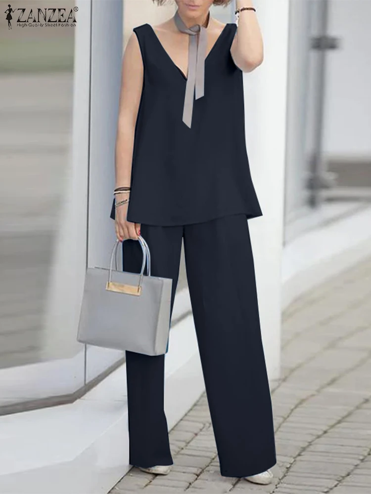 ZANZEA Elegant Vintage Outfits Sleeveless V-Neck Tank Tops Loose Pant 2pcs Solid Holiday Loose Suit Summer Matching Sets 2023
ZANZEA Elegant Vintage Outfits Sleeveless V-Neck Tank Tops Loose Pant 2pcs Solid Holiday Loose Suit Summer Matching Sets 2023