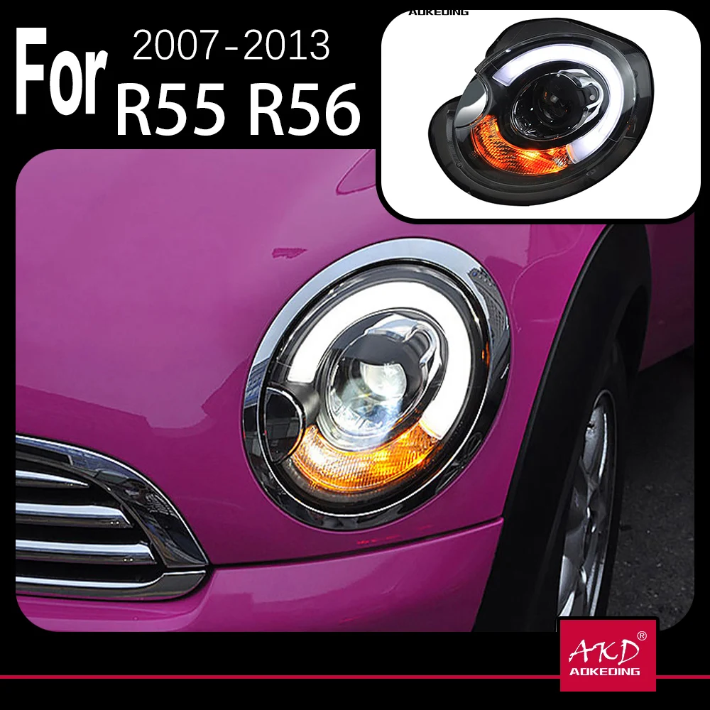 

AKD Car Model Head Lamp for MINI R55 R56 Headlights 2007-2013 Cooper LED Headlight R57 R58 DRL Bi Xenon Hid Beam Accessories