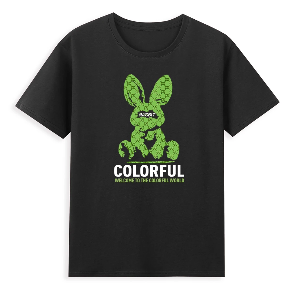 

100% Pure Cotton T-shirt Fashion Printing Multiple Cute Rabbit Patterns High Quality Fashion Short Sleeve T-shir