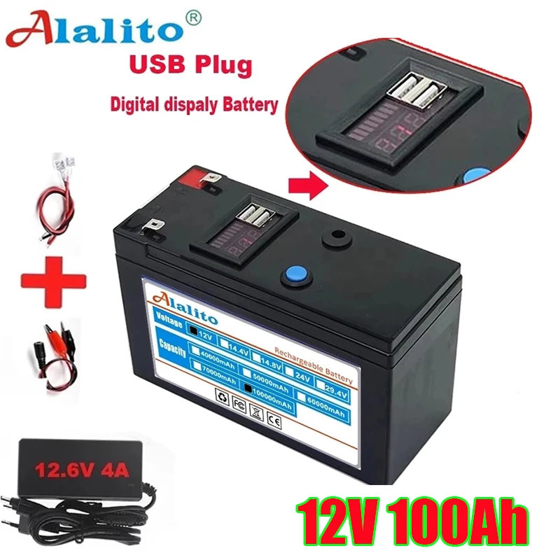 Литиевый аккумулятор NewUSB с индикатором мощности 12 В, 18650 Ач, 12,6, подходит для солнечной энергии и аккумуляторов электромобиля + зарядка в
Литиевый аккумулятор NewUSB с индикатором мощности 12 В, 18650 Ач, 12,6, подходит для солнечной энергии и аккумуляторов электромобиля + зарядка в