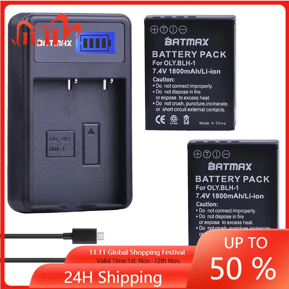 2Pcs 1800mAh BLH-1 BLH1 Battery + LCD USB Charger for Olympus Digital Cameras EM1 MARK II EM1-2 EM1 Mark 2 Camera Battery
2Pcs 1800mAh BLH-1 BLH1 Battery + LCD USB Charger for Olympus Digital Cameras EM1 MARK II EM1-2 EM1 Mark 2 Camera Battery