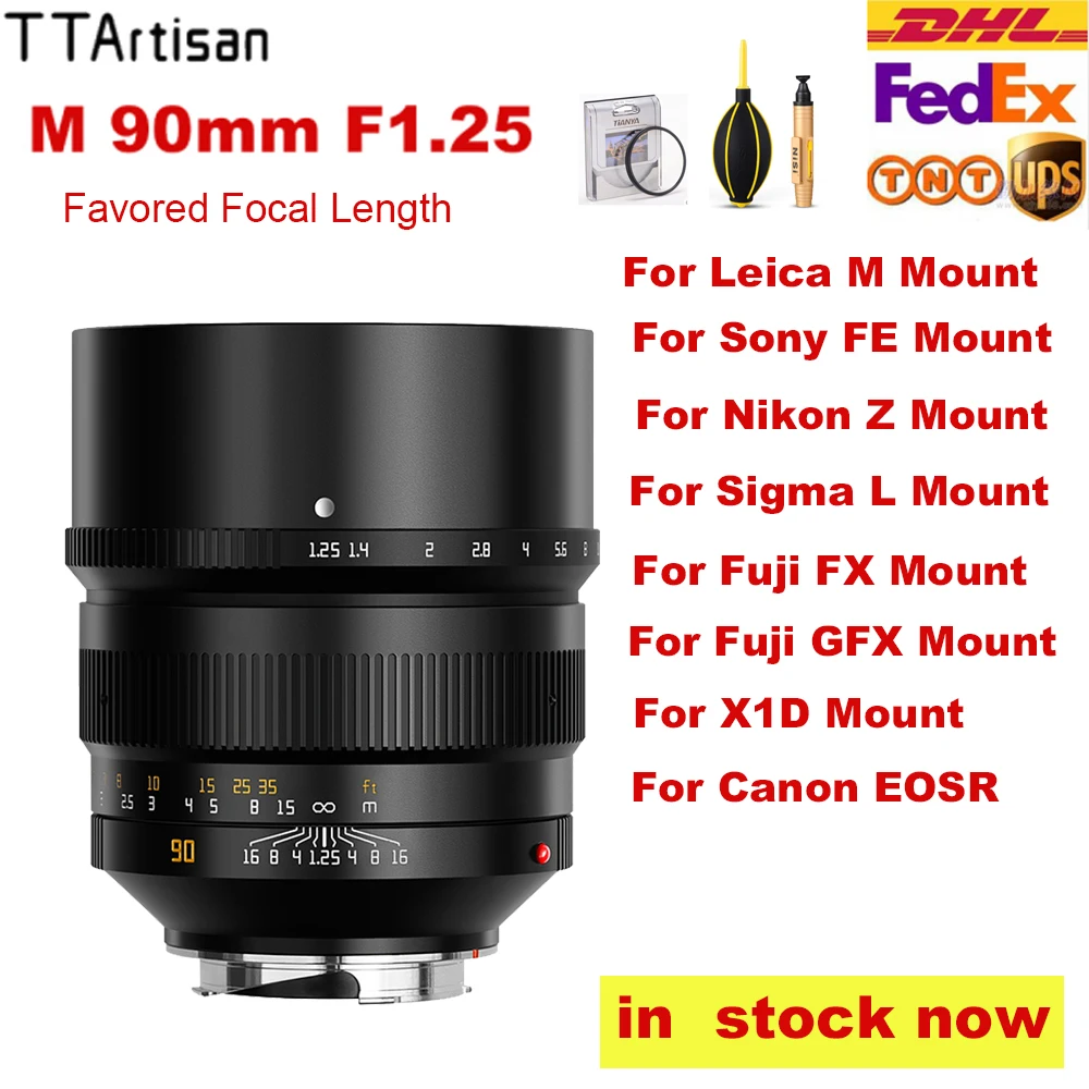 

TTArtisan Full Frame 90mm F1.25 Camera Lens for Sony E Nikon Z Canon RF EOS R Hasselbald X1D Fujifilm GFX Leica Sigma L Camera