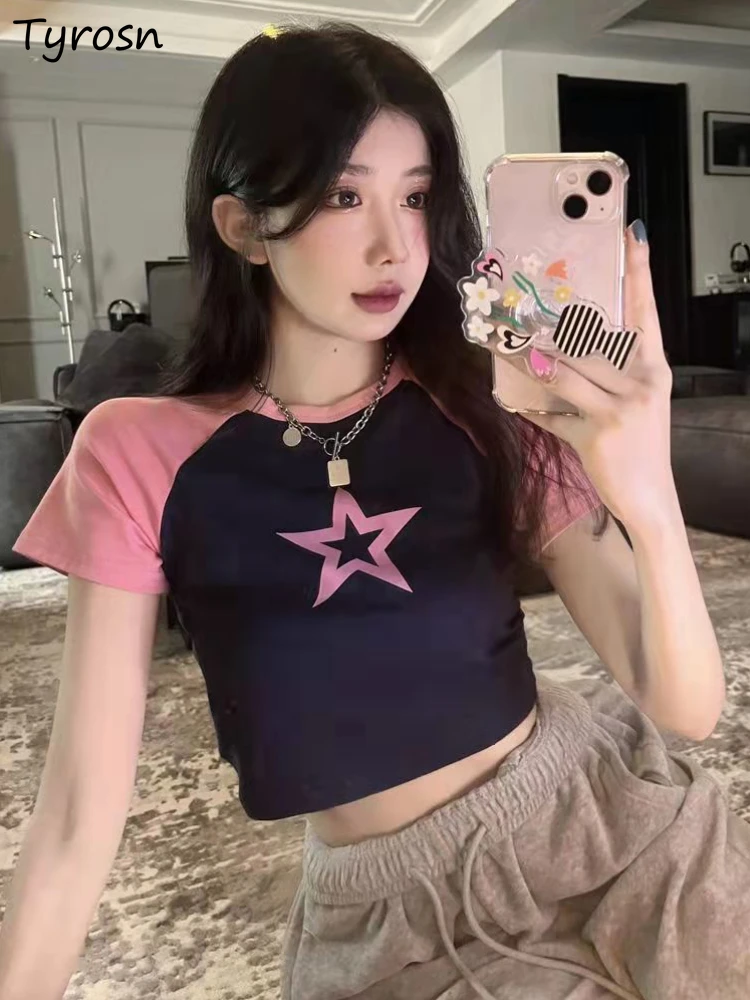 T-shirts Women Patchwork All-match Cropped Tops Daily Summer Hotsweet Leisure Slim Cozy Print Korean Style Girls Fashion Stylish
T-shirts Women Patchwork All-match Cropped Tops Daily Summer Hotsweet Leisure Slim Cozy Print Korean Style Girls Fashion Stylish