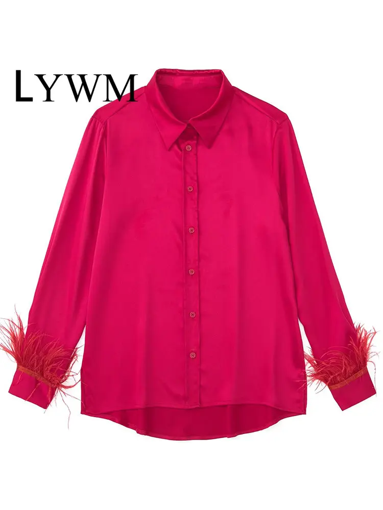 LYWM Women Fashion With Feathers Solid Single Breasted Blouse Vintage Long Sleeves Lapel Neck Female Chic Lady Shirts
LYWM Women Fashion With Feathers Solid Single Breasted Blouse Vintage Long Sleeves Lapel Neck Female Chic Lady Shirts