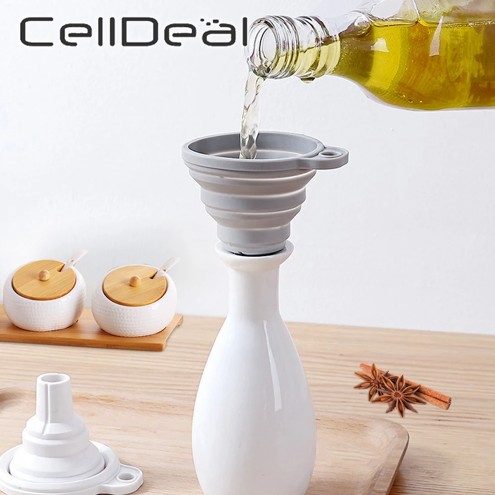 Silicone Folding Funnel BBQ Portable Filter Multifunctional Oil Funnel Liquid Leak Dispensing Creative Housewares Mini Tools
Silicone Folding Funnel BBQ Portable Filter Multifunctional Oil Funnel Liquid Leak Dispensing Creative Housewares Mini Tools