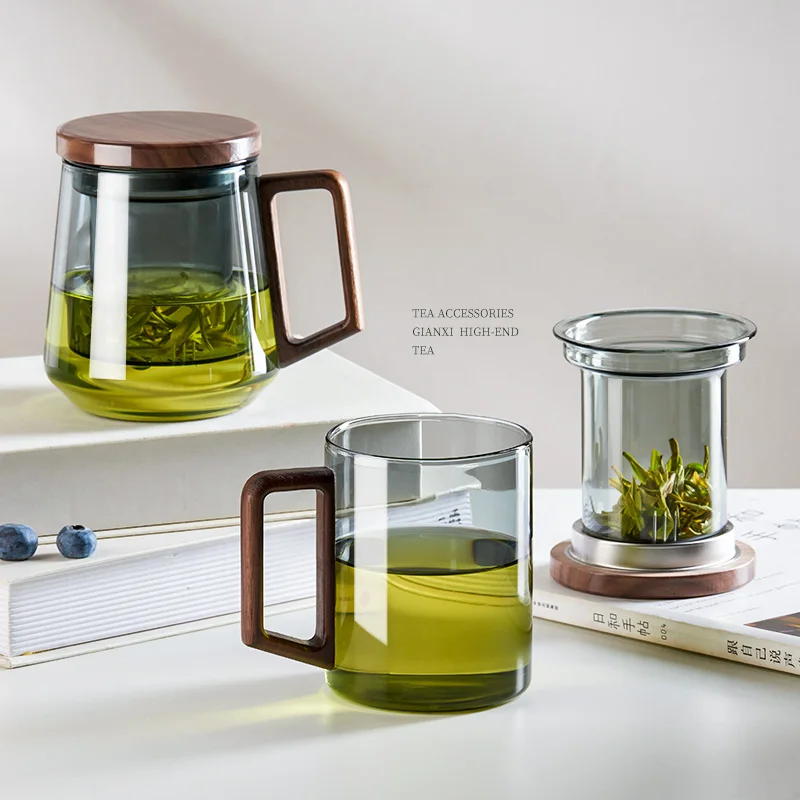 400/525ml Glass Cup With Wood Handle Chinese Heat Resistant Puer Filter Cups High Quality And Convenient Kung Fu Tea Cup Set
400/525ml Glass Cup With Wood Handle Chinese Heat Resistant Puer Filter Cups High Quality And Convenient Kung Fu Tea Cup Set