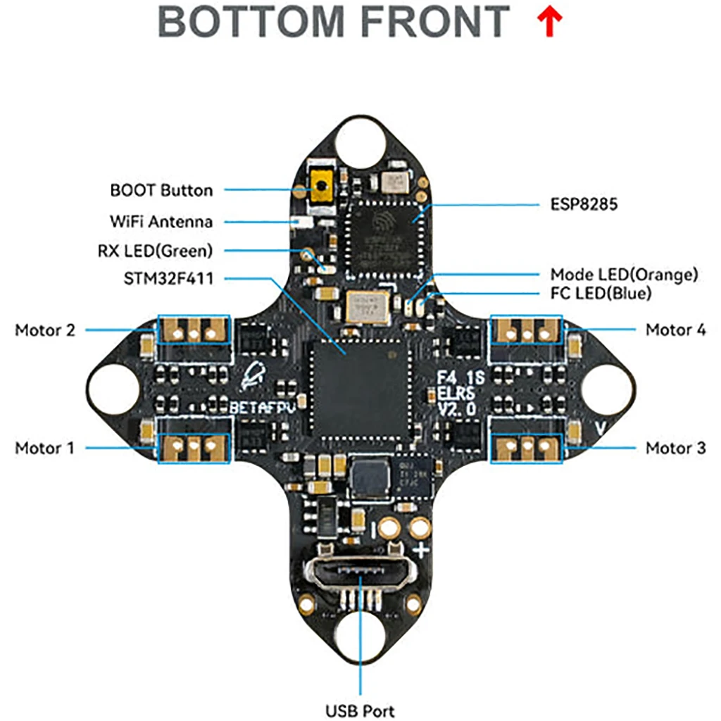 

BETAFPV F4 Brushed Flight Controller Bwhoop 1S Built-in BetaFlight OSD SPI Frsky D8 Receiver for Beta65S BNF Micro Quadcopter