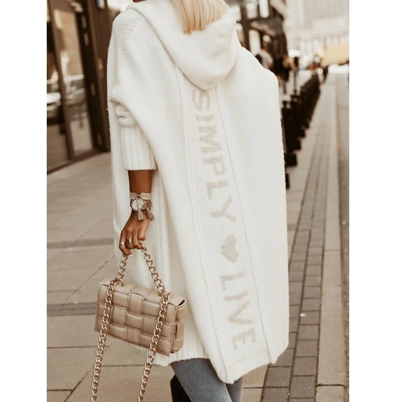 Lugentolo Long Knitted Cardigan Sweater Women Letter Print Hooded Loose Knit Coat Streetwear Long Sweaters
Lugentolo Long Knitted Cardigan Sweater Women Letter Print Hooded Loose Knit Coat Streetwear Long Sweaters