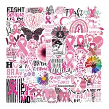 50Pcs Printed with a large number of pink ribbon words such as Reusable stickers leave no trace when removed.