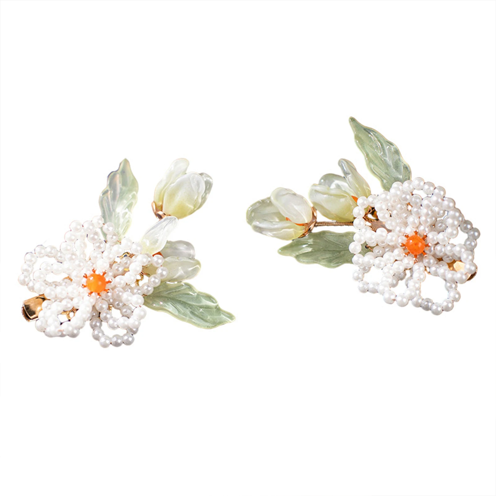 

Vintage Side Hair Clips for Women Sweet Floral Headdress Paired Clip with Pearls for Thick Curly Hair Styling Decoration