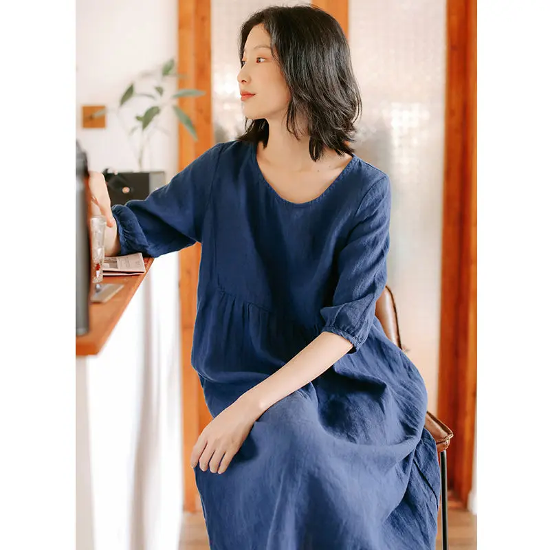 Linen Midi Dress Summer Women's Clothing Retro Cotton Linen Japanese Fashion Loose Harajuku Dress French Solid Color Plus Size
Linen Midi Dress Summer Women's Clothing Retro Cotton Linen Japanese Fashion Loose Harajuku Dress French Solid Color Plus Size