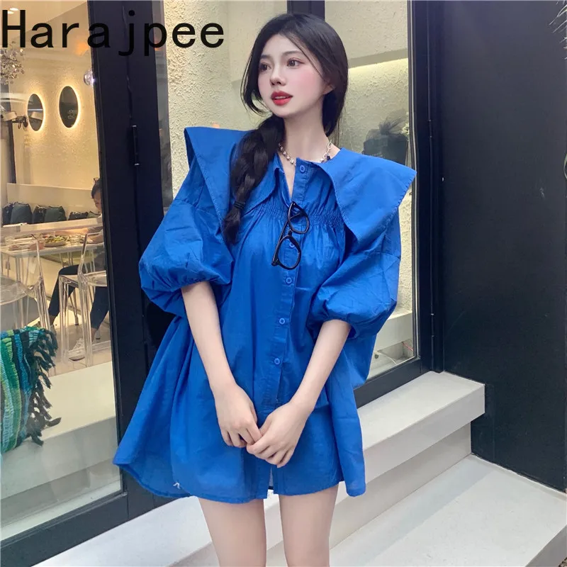 Harajpee Shirt Dress Doll Collar Loose Lantern Sleeve Slim All Match Solid High Waist Spring Summer New 2022 Mini A Line Dresses
Harajpee Shirt Dress Doll Collar Loose Lantern Sleeve Slim All Match Solid High Waist Spring Summer New 2022 Mini A Line Dresses