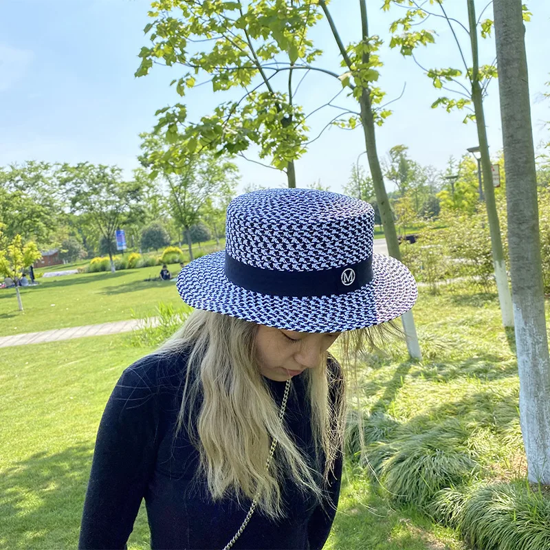 Luxury Brand M Letter Round Flat Top Sun Hats Summer Wide Brim Beach Straw Hat Panama Fedoras Women's Travel Bucket Hats
Luxury Brand M Letter Round Flat Top Sun Hats Summer Wide Brim Beach Straw Hat Panama Fedoras Women's Travel Bucket Hats