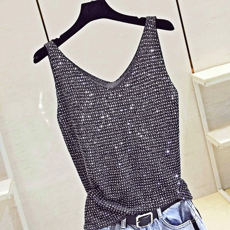 Knitted Top Bottoming Women T-shirt Shirt Sleeveless Bright Silk Vest Women Tops2022
Knitted Top Bottoming Women T-shirt Shirt Sleeveless Bright Silk Vest Women Tops2022