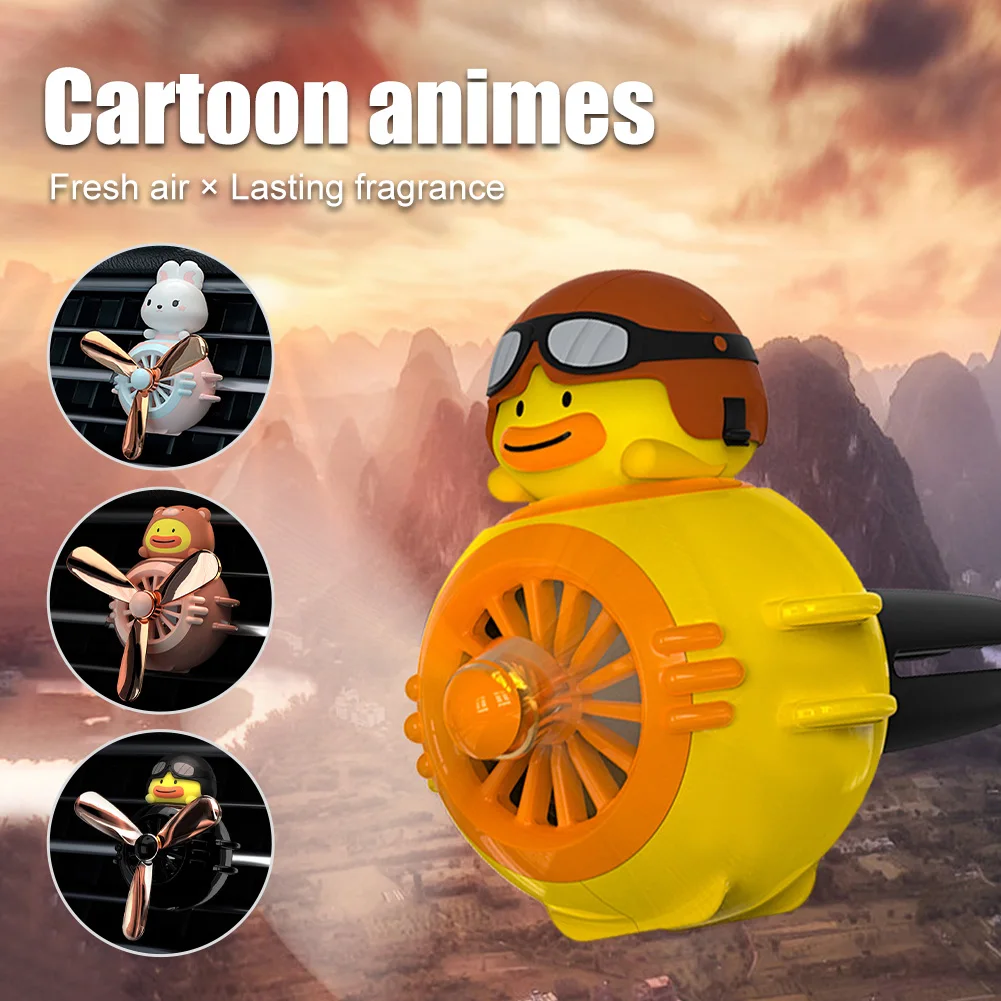 Car Air Freshener Cartoon Duck Pilot Air Outlet Aroma Diffuser Rotating Propeller Perfume Car Decoration Interior Accessories
Car Air Freshener Cartoon Duck Pilot Air Outlet Aroma Diffuser Rotating Propeller Perfume Car Decoration Interior Accessories
