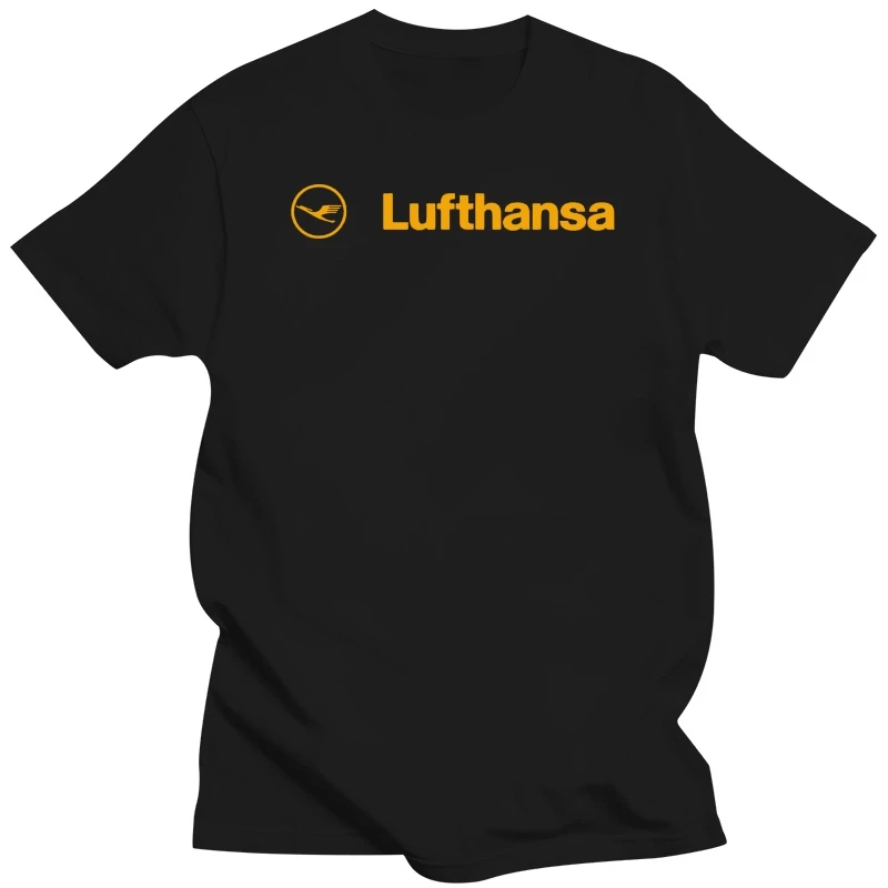 

Lufthansa Airlin New Men's Black T-shirt Cotton 100%