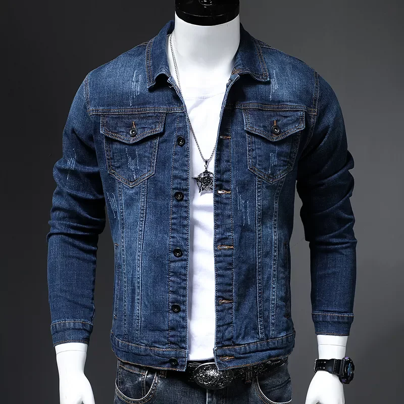 NEW IN Fashion Skinny Denim Jacket Classic Design Scratch Washed Blue Slim fit Short Casual Spring Autumn Coat Male Brand Clothe
NEW IN Fashion Skinny Denim Jacket Classic Design Scratch Washed Blue Slim fit Short Casual Spring Autumn Coat Male Brand Clothe