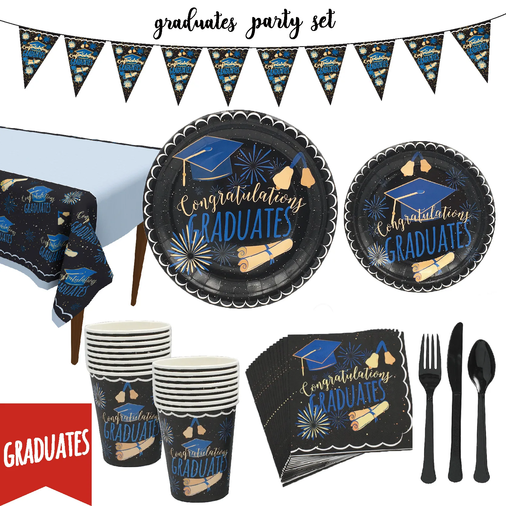 JOYMEMO Happy Graduation Theme Party Decoration Disposable Tableware Paper Plate Cup Napkin Tablecloth for Family Party Supplies
JOYMEMO Happy Graduation Theme Party Decoration Disposable Tableware Paper Plate Cup Napkin Tablecloth for Family Party Supplies