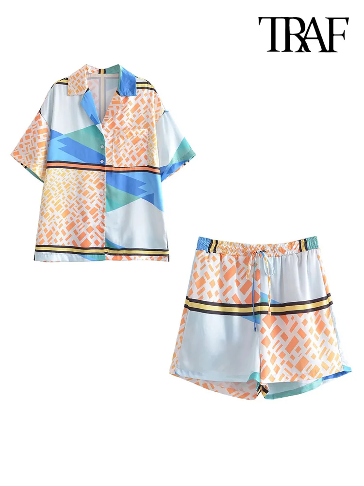 TRAF Women Fashion Patchwork Print Loose Shirts And High Elastic Waist Bermuda Shorts Female Two Pieces Sets Mujer
TRAF Women Fashion Patchwork Print Loose Shirts And High Elastic Waist Bermuda Shorts Female Two Pieces Sets Mujer