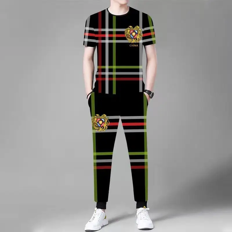 Men's Pants Suit Summer Plaid Sports Suit Men's Plaid Short Sleeve T-Shirt Men's Leisure Two-Piece Set
Men's Pants Suit Summer Plaid Sports Suit Men's Plaid Short Sleeve T-Shirt Men's Leisure Two-Piece Set