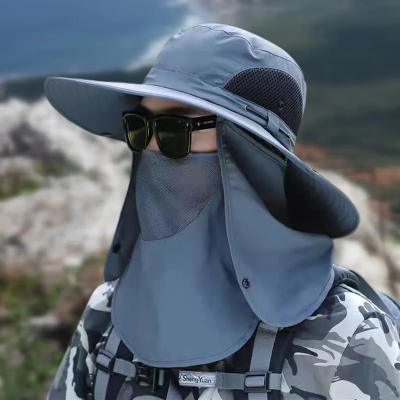 New summer men's sunshade hat, large brim mountaineering hat, mask, fishing hat, outdoor sun protection, removable sun hat
New summer men's sunshade hat, large brim mountaineering hat, mask, fishing hat, outdoor sun protection, removable sun hat