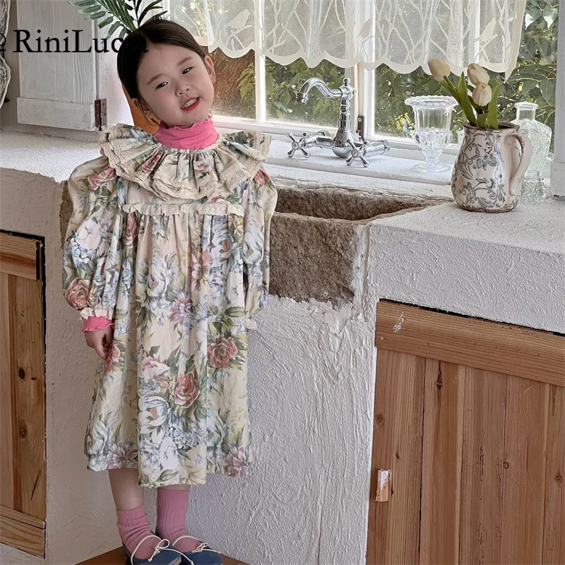 RiniLucia 2022 Korean Autumn Kids Girls Dresses Long Puff Sleeves Floral Lace Ruffle Double-layered Child Vestido Baby Dresses
RiniLucia 2022 Korean Autumn Kids Girls Dresses Long Puff Sleeves Floral Lace Ruffle Double-layered Child Vestido Baby Dresses