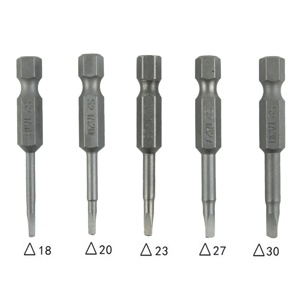 5Pcs/Set Magnetic Triangle Head Screwdriver Bits Set 1/4" Alloy Steel Anti Slip Hex Shank TA1.8, TA2.0, TA2.3, TA2.7, TA3.0
5Pcs/Set Magnetic Triangle Head Screwdriver Bits Set 1/4" Alloy Steel Anti Slip Hex Shank TA1.8, TA2.0, TA2.3, TA2.7, TA3.0