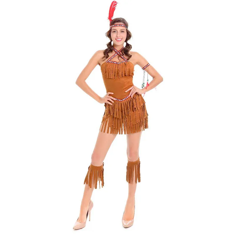 Adult Sexy Cosplay Pocahontas Matoaka Costumes Indians Squaw Cowgirl Princess Costume Halloween Party Indians Dancing Clothing
Adult Sexy Cosplay Pocahontas Matoaka Costumes Indians Squaw Cowgirl Princess Costume Halloween Party Indians Dancing Clothing