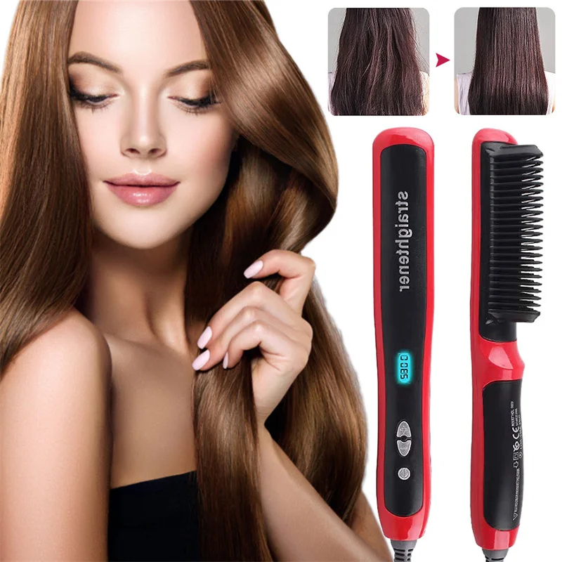 Hair Straighting Hair Curling Brush Electric Thermal Straightener Brush Ceramic Beard Hair Comb Fast Heating Straightener
Hair Straighting Hair Curling Brush Electric Thermal Straightener Brush Ceramic Beard Hair Comb Fast Heating Straightener