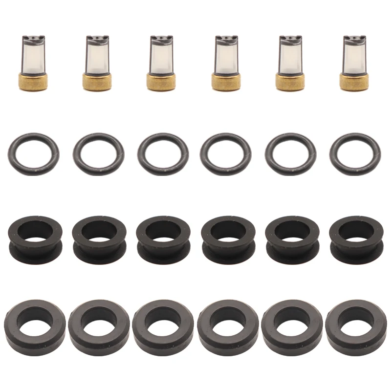 

6 set Fuel Injector Service Repair Kit Filters Orings Seals Grommets for INP-782 INP-783 for 2001-2003 Mazda 2.0L I4