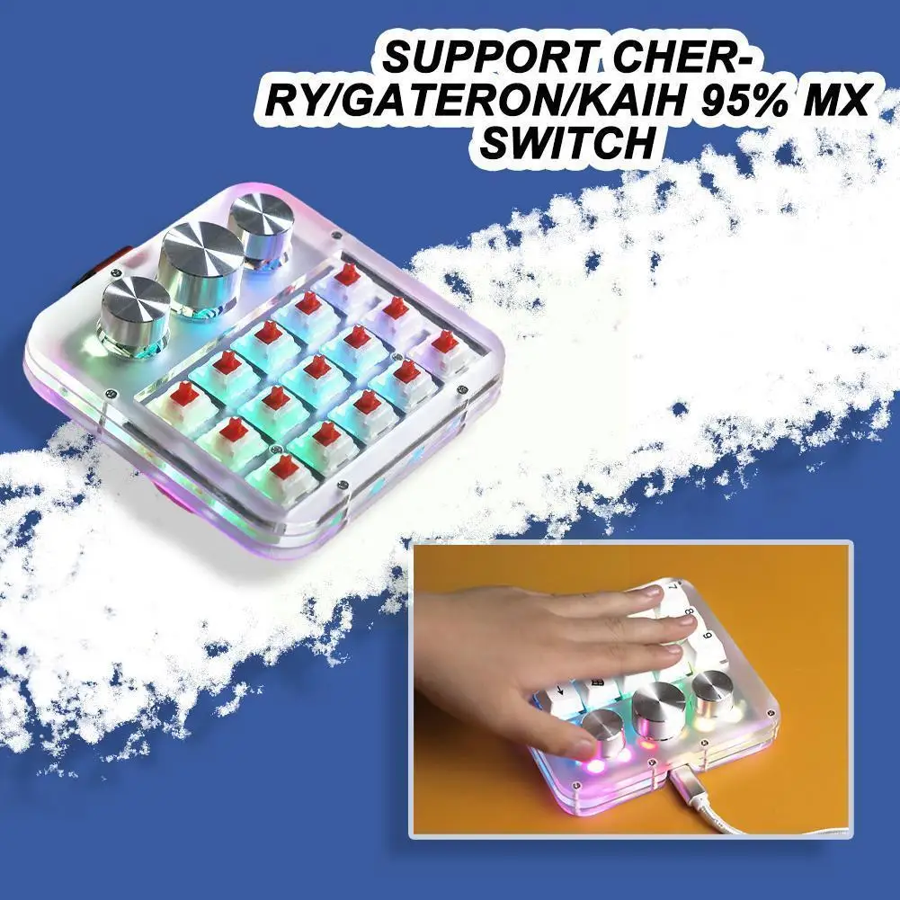 15Key Macro Mechanical Keyboard Kit 3 Encoder Knob Hot Swappable Keyboard One-handed Mini Keypad Support For QMK VIA Red Sw P0S5
15Key Macro Mechanical Keyboard Kit 3 Encoder Knob Hot Swappable Keyboard One-handed Mini Keypad Support For QMK VIA Red Sw P0S5