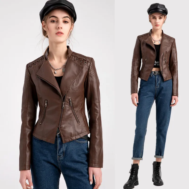 Fashion New Turn-down Collar PU Faux Leather Jackets Women Luxury Jacket Black Pink Red Biker Coat Solid Slim Zipper Basic Coat
Fashion New Turn-down Collar PU Faux Leather Jackets Women Luxury Jacket Black Pink Red Biker Coat Solid Slim Zipper Basic Coat