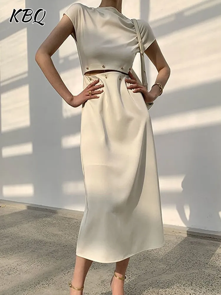 KBQ Hollow Out Casual Dress For Women Round Neck Short Sleeve High Waist Split A Line Ruched Dresses Female Summer Clothes New
KBQ Hollow Out Casual Dress For Women Round Neck Short Sleeve High Waist Split A Line Ruched Dresses Female Summer Clothes New