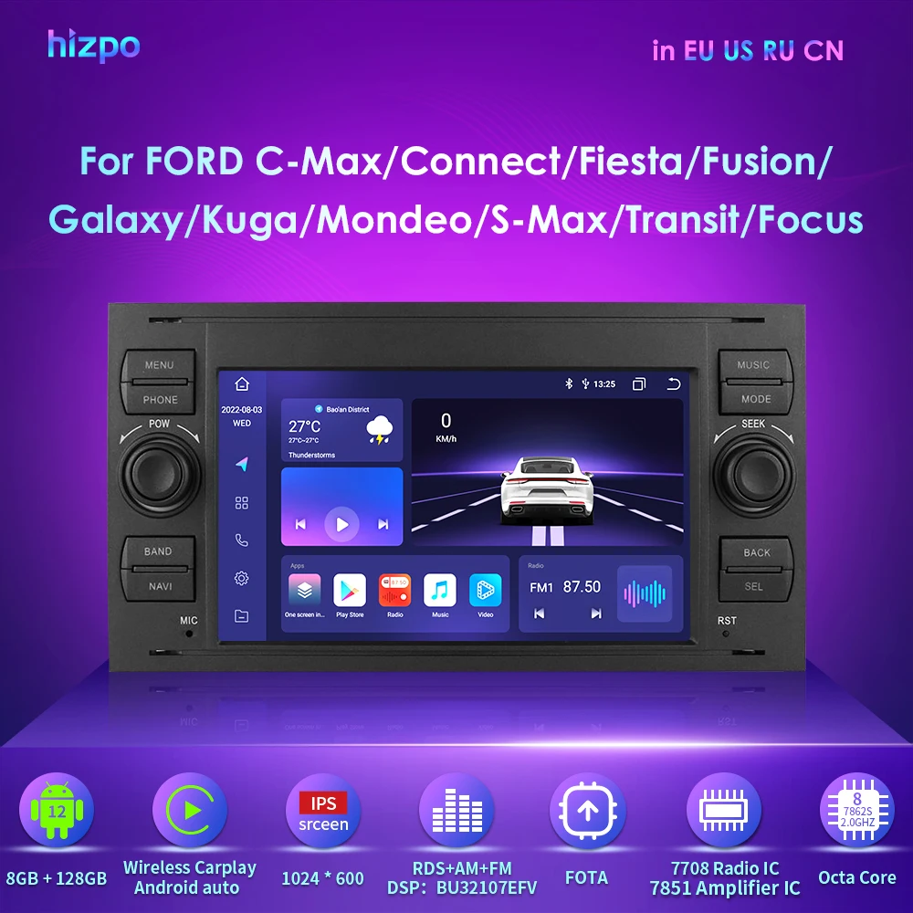 Hizpo 8 ГБ + 128 ГБ 2Din Android 12 Автомобильный мультимедийный плеер для Ford Focus S-Max Mondeo 9 Galaxy C-Max Kuga GPS навигатор CarPlay Авторадио
Hizpo 8 ГБ + 128 ГБ 2Din Android 12 Автомобильный мультимедийный плеер для Ford Focus S-Max Mondeo 9 Galaxy C-Max Kuga GPS навигатор CarPlay Авторадио