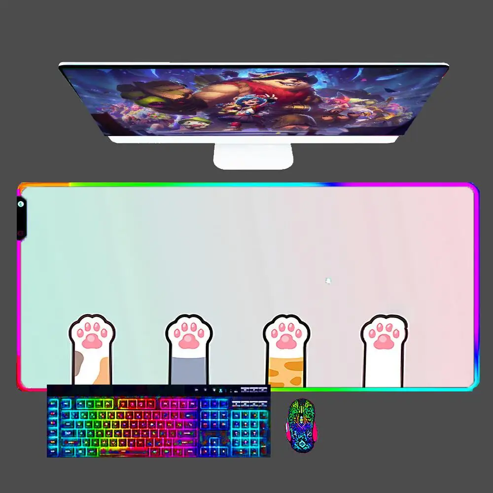 Pink Cute Cat Paw RGB Large Gaming Mouse Pad Anime PC Computer Gamer Office Desk Mat For CS GO LOL XXL Laptop LED Mousepad 40X90
Pink Cute Cat Paw RGB Large Gaming Mouse Pad Anime PC Computer Gamer Office Desk Mat For CS GO LOL XXL Laptop LED Mousepad 40X90