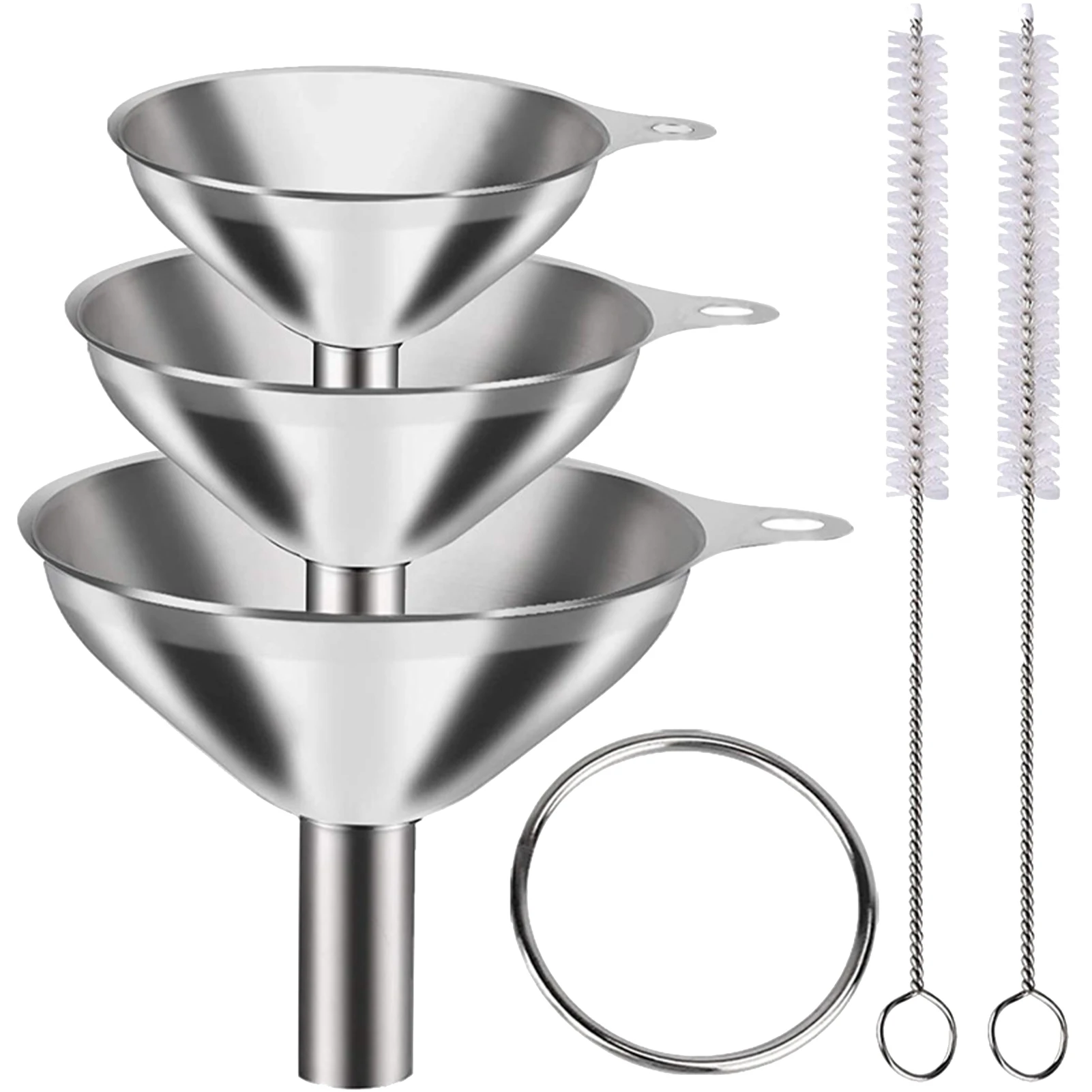 3pcs Bottles Small Mouth Lightweight Stainless Steel Funnel Large For Kitchen Flask With Brush Liquids Filling Tool Handle
3pcs Bottles Small Mouth Lightweight Stainless Steel Funnel Large For Kitchen Flask With Brush Liquids Filling Tool Handle