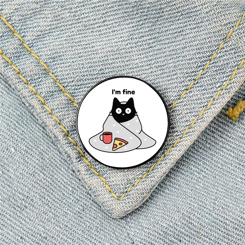 Black Cat Saying I'm Fine Pin Custom Funny Brooches Shirt Lapel Bag Cute Badge Cartoon Cute Jewelry Gift for Lover Girl Friends
Black Cat Saying I'm Fine Pin Custom Funny Brooches Shirt Lapel Bag Cute Badge Cartoon Cute Jewelry Gift for Lover Girl Friends