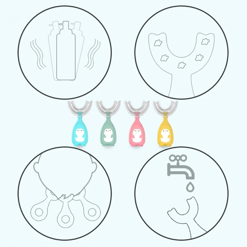 Cartoon Penguin Baby Children Manual Toothbrush 360 Degree U-shaped Toothbrush Teether Soft Silicone Baby Teeth Brush Kids QX2D
Cartoon Penguin Baby Children Manual Toothbrush 360 Degree U-shaped Toothbrush Teether Soft Silicone Baby Teeth Brush Kids QX2D