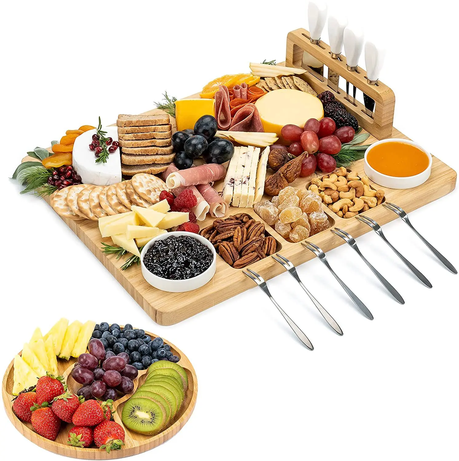 Chopping Board Bamboo Cheese Board Set Meat Charcuterie Platter Serving Tray For Make Cheeses Appetizers Fruits Delicious Meats
Chopping Board Bamboo Cheese Board Set Meat Charcuterie Platter Serving Tray For Make Cheeses Appetizers Fruits Delicious Meats
