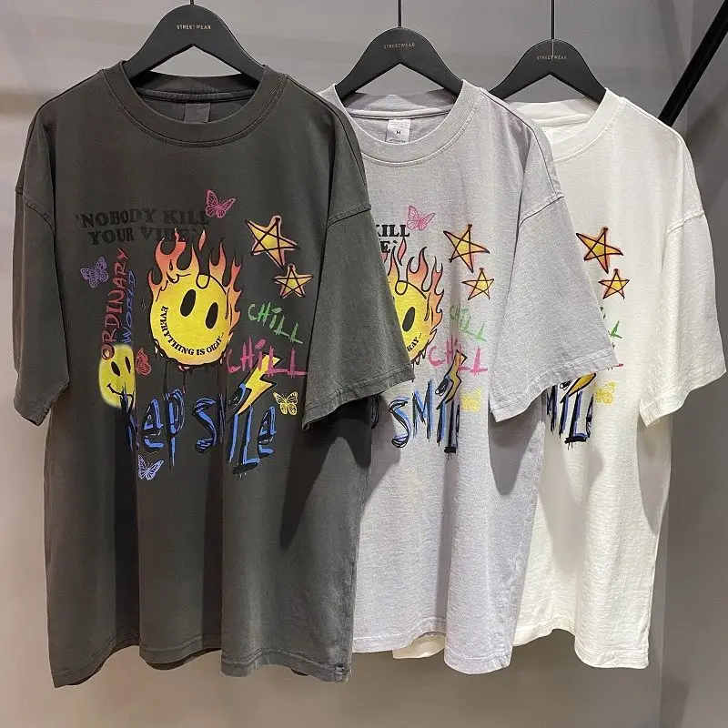 19SS CPFM XYZ футболка с граффити улыбающееся лицо CPFM.XYZ W.W.C.D I LIKE YOU Kanye West хип-хоп